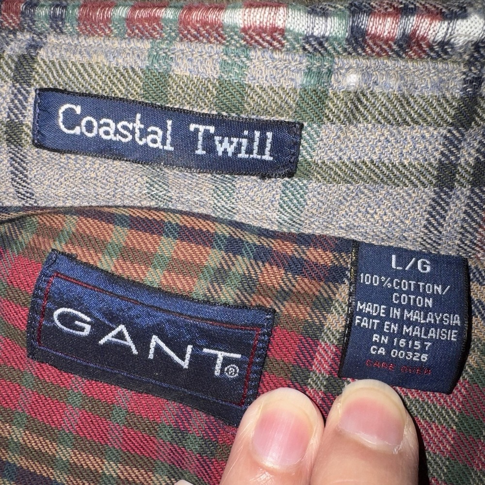 Gant Coastal Twill Mens L Button Up Shirt Warm Plaid Cotton Multicolor Outdoor - Picture 2 of 12